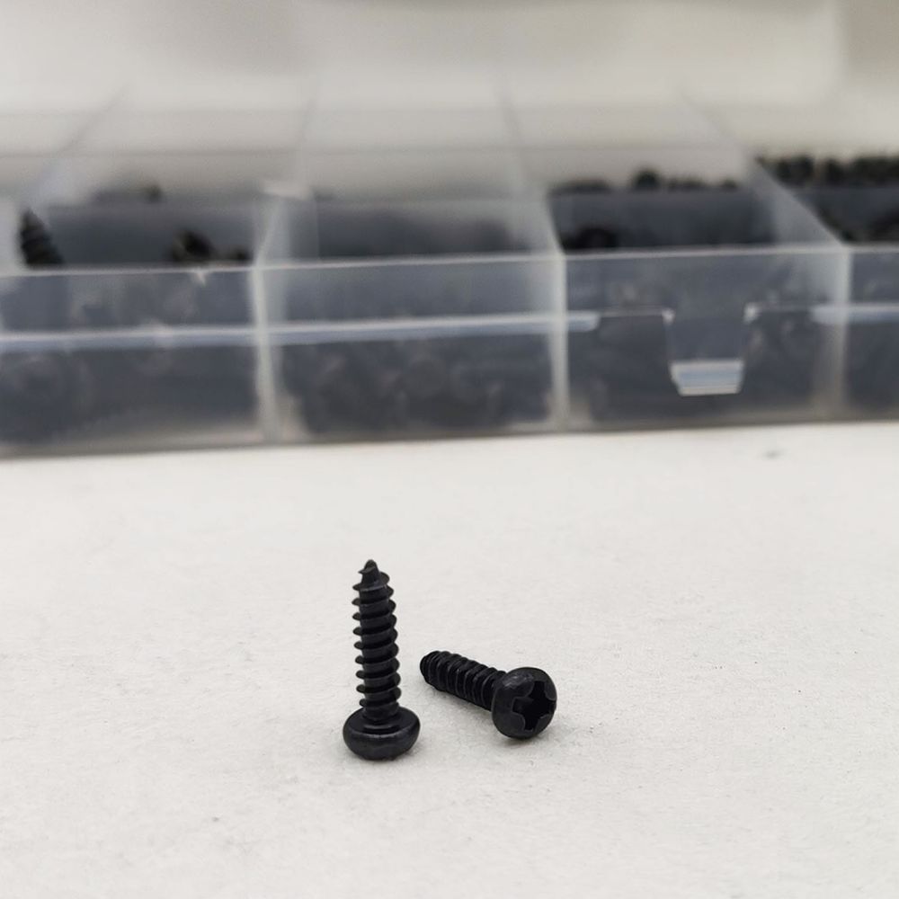 Electronics Repair Hobby - 黒色炭素鋼製、皿頭、十字穴付き、自己タッピングねじ、電子機器修理用ハードウェアのマイクロアソートメントキット